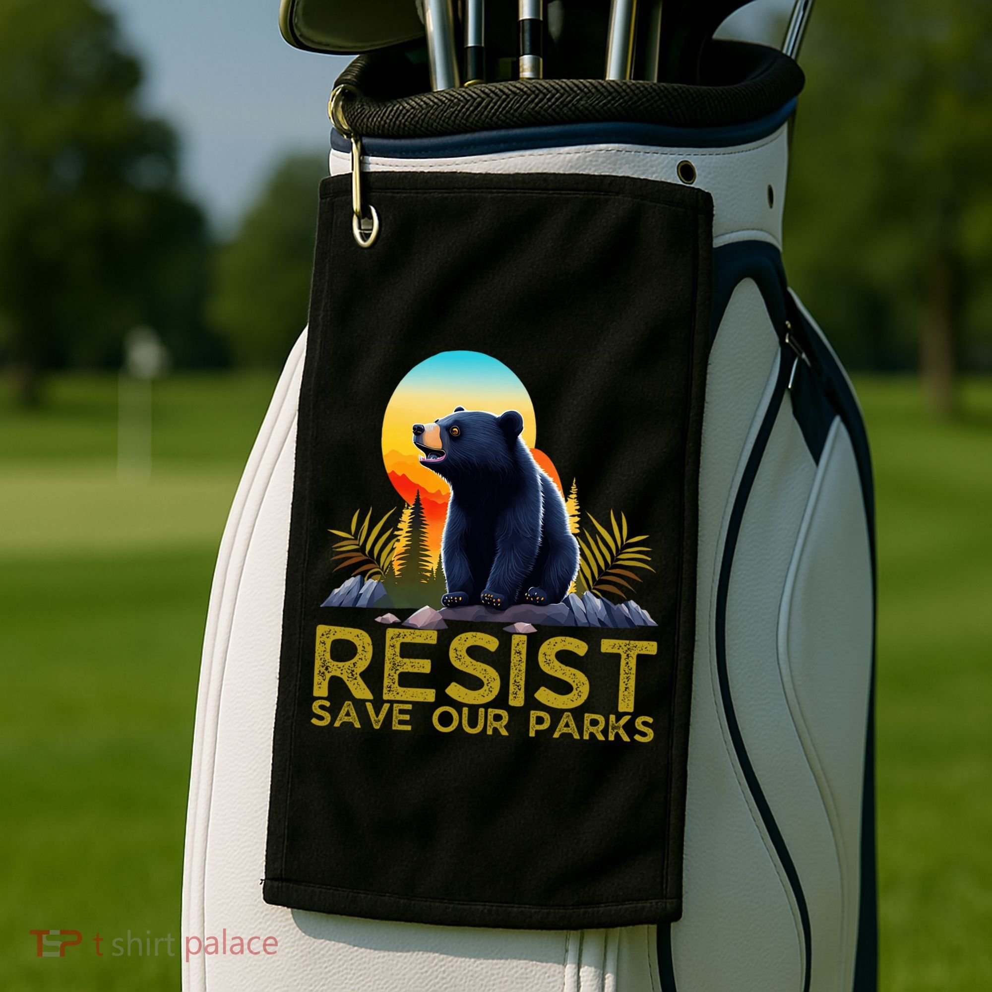 Resist Save Our Parks Alt US National Parks Bear Nature  Golf Towel