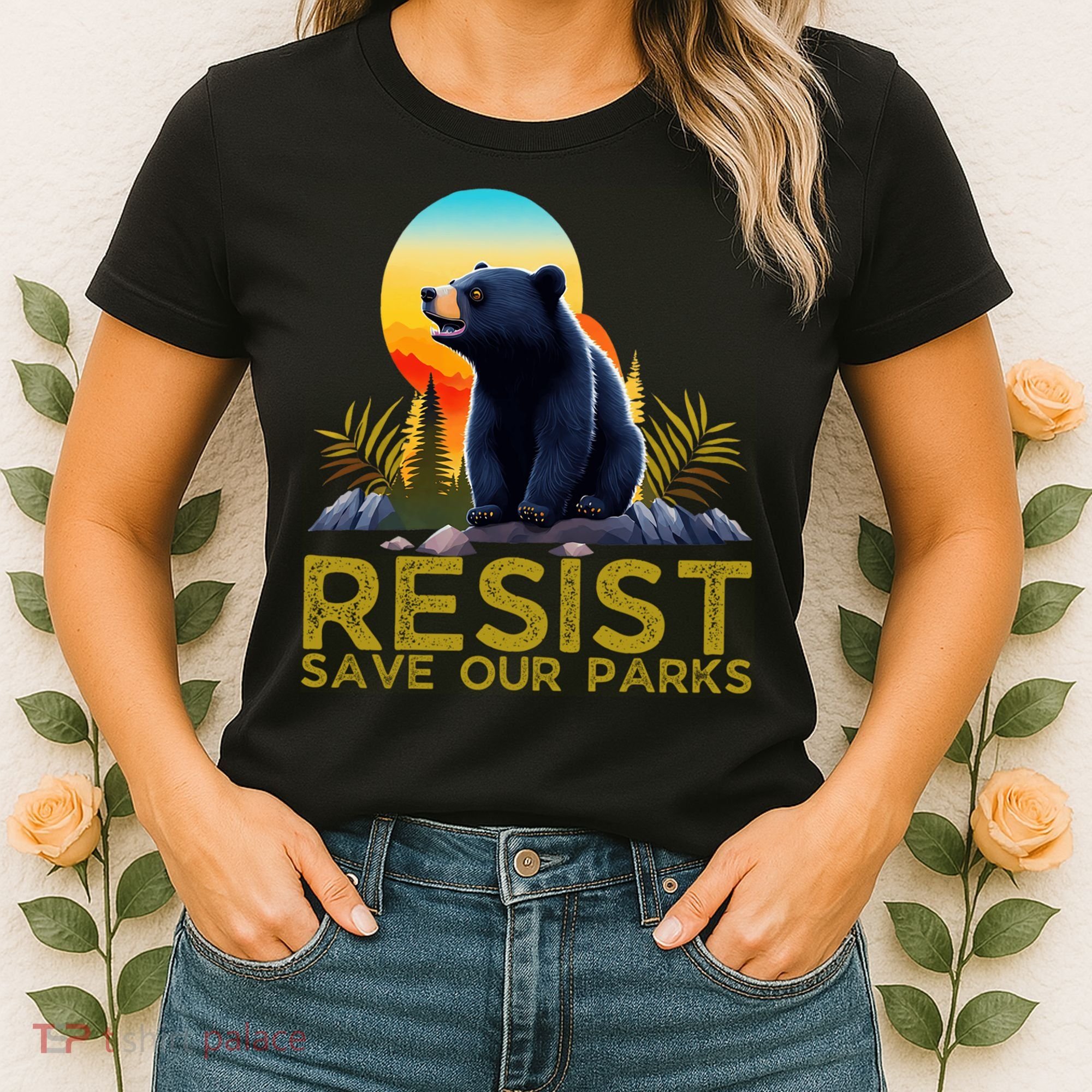Resist Save Our Parks Alt US National Parks Bear Nature  Women's T-Shirt