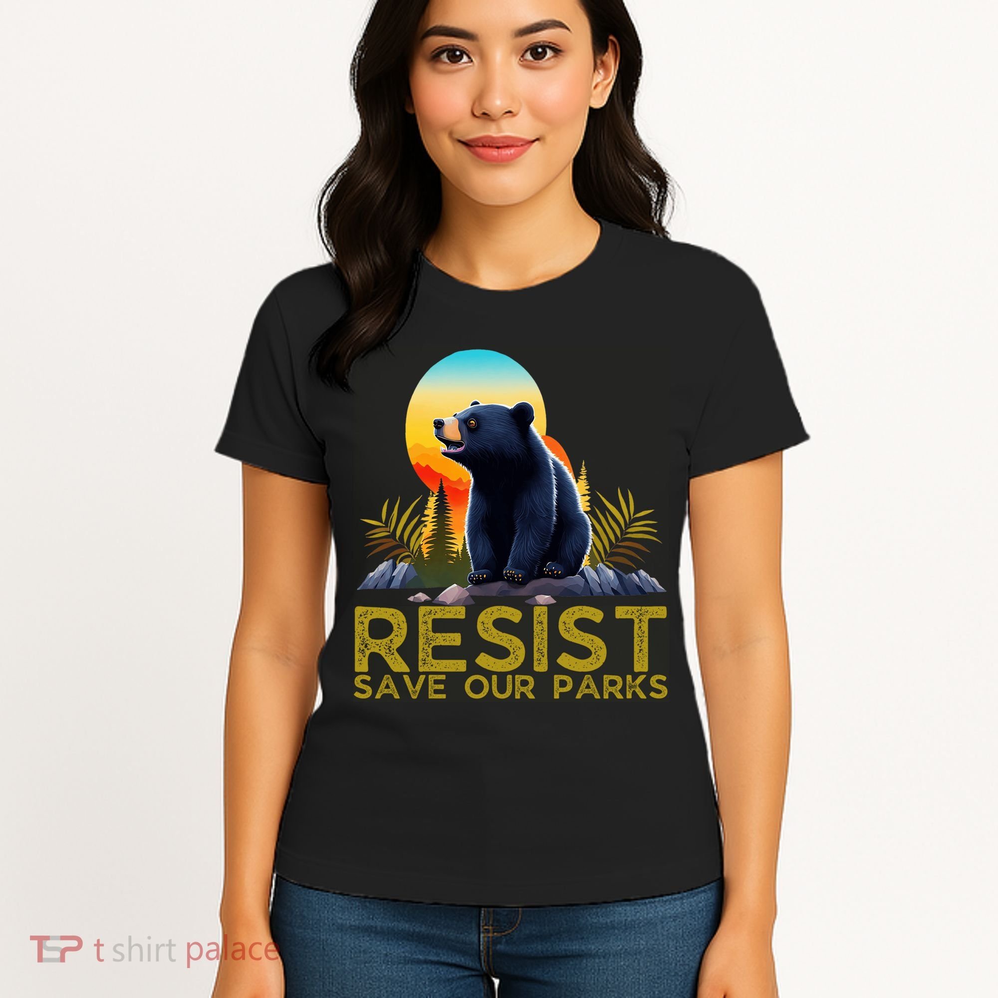 Resist Save Our Parks Alt US National Parks Bear Nature  Women's T-Shirt