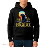 Resist Save Our Parks Alt US National Parks Bear Nature  Kids Hoodie thumb 4