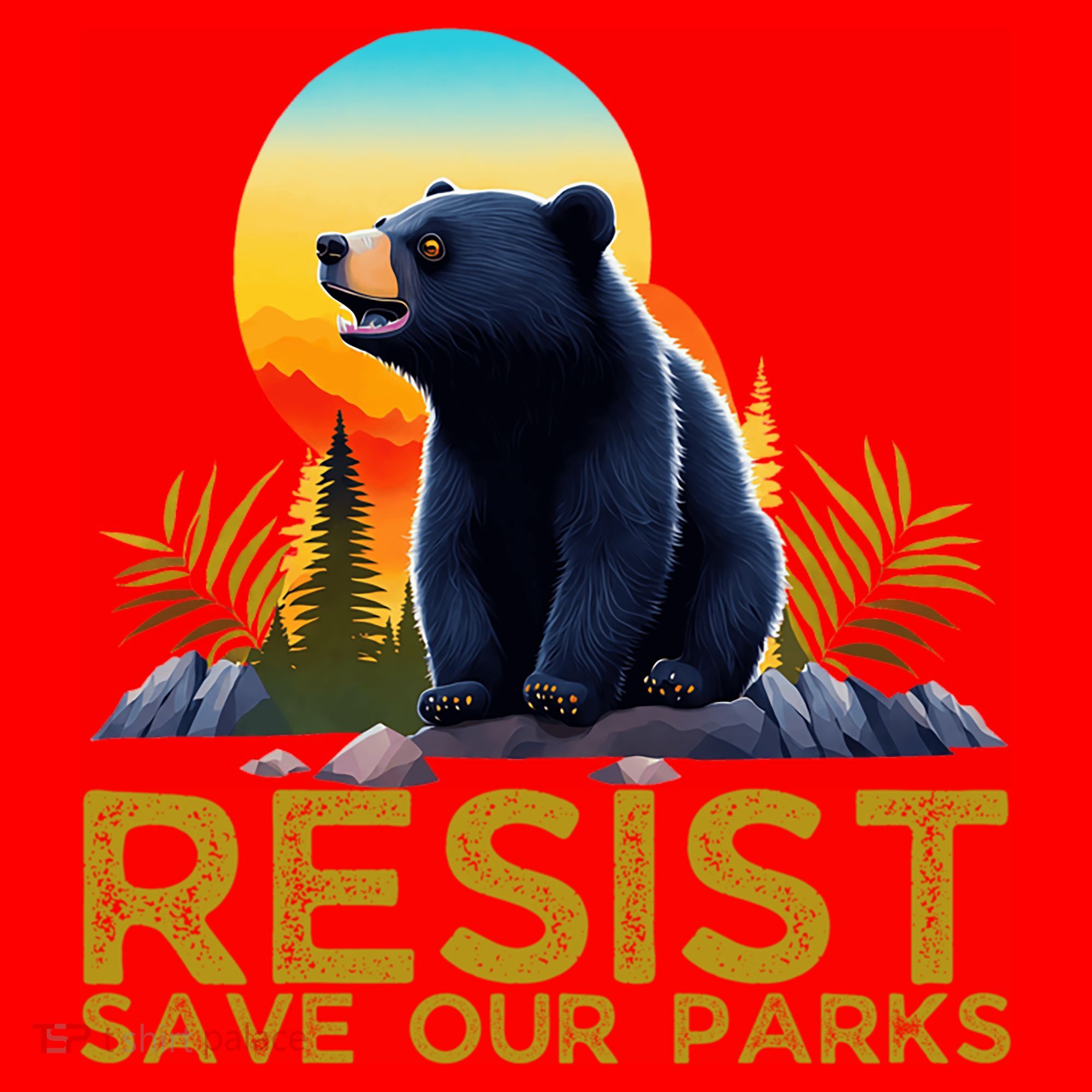 Resist Save Our Parks Alt US National Parks Bear Nature  Santa Hat