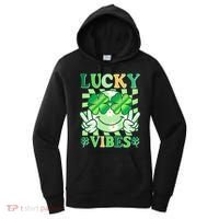 Retro St Patricks Day Lucky Vibes Peace Smiley Emoji Women's Hoodie thumb 0