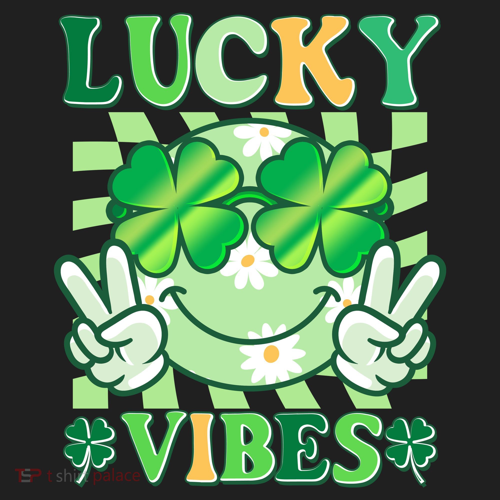 Retro St Patricks Day Lucky Vibes Peace Smiley Emoji Hat