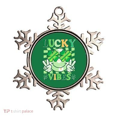 Retro St Patricks Day Lucky Vibes Peace Smiley Emoji Ornament