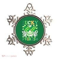 Retro St Patricks Day Lucky Vibes Peace Smiley Emoji Ornament thumb 0