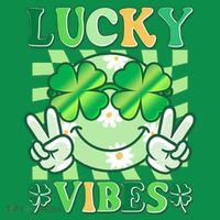 Retro St Patricks Day Lucky Vibes Peace Smiley Emoji Ornament thumb 1
