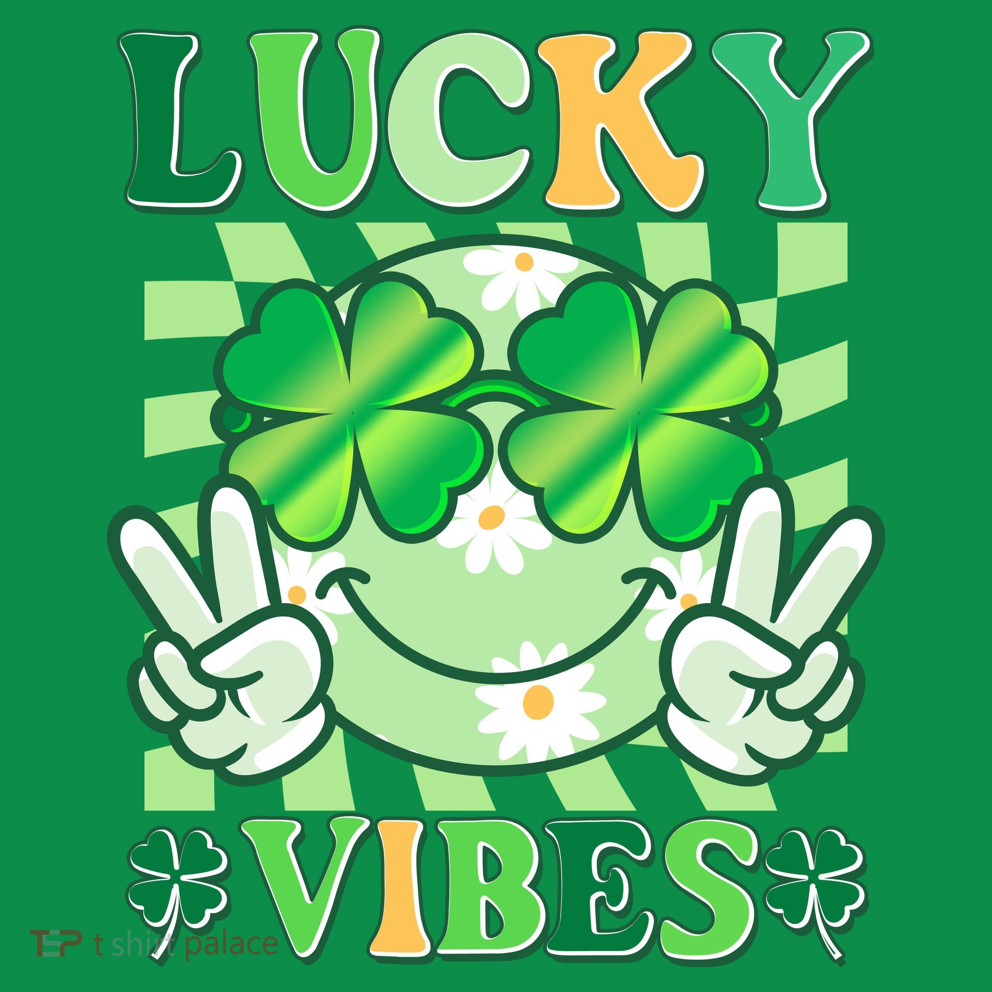 Retro St Patricks Day Lucky Vibes Peace Smiley Emoji Baby Bodysuit