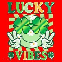 Retro St Patricks Day Lucky Vibes Peace Smiley Emoji Santa Hat thumb 1