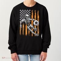 Retro Skeleton Playing Soccer USA Flag Halloween Women's Sweatshirt thumb 0