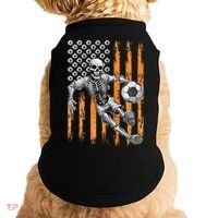 Retro Skeleton Playing Soccer USA Flag Halloween Doggie Tank thumb 0