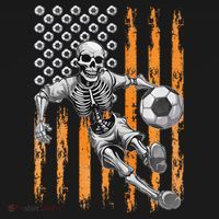 Retro Skeleton Playing Soccer USA Flag Halloween Women's Hoodie thumb 2