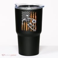 Retro Skeleton Playing Soccer USA Flag Halloween Tumbler thumb 0