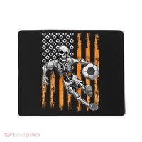 Retro Skeleton Playing Soccer USA Flag Halloween Mousepad thumb 0
