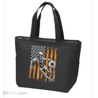Retro Skeleton Playing Soccer USA Flag Halloween Tote Bag thumb 3