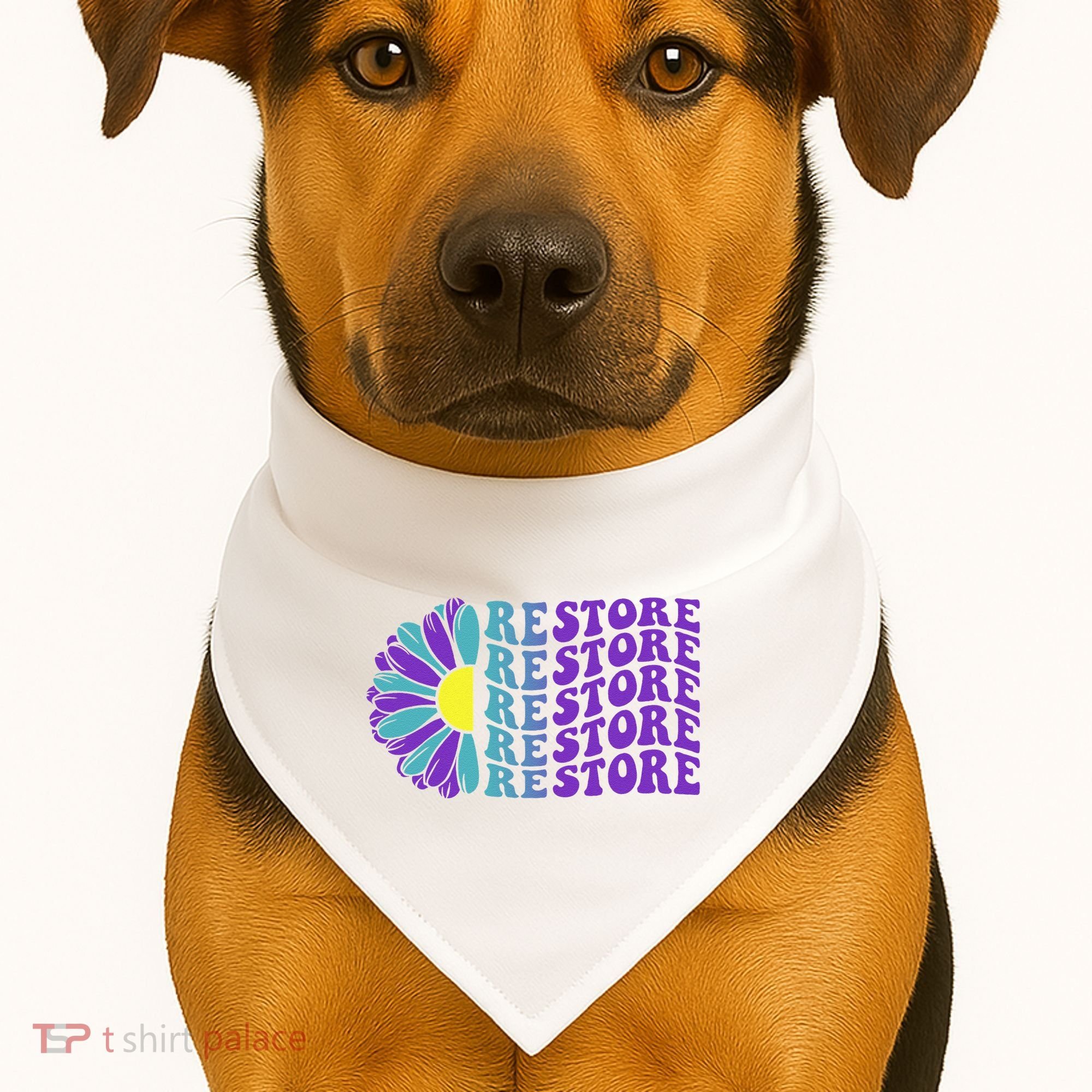 Restore Suicide Prevention Awareness Sunflower USA-Made Doggie Bandana