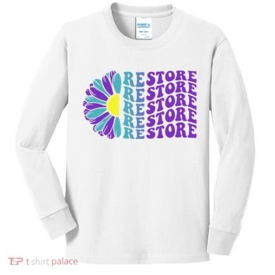 Restore Suicide Prevention Awareness Sunflower Kids Long Sleeve Shirt
