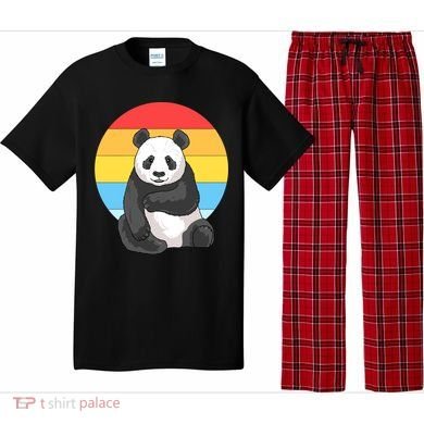 Retro Sunset Panda Vintage Panda Great Gift Pajama Set