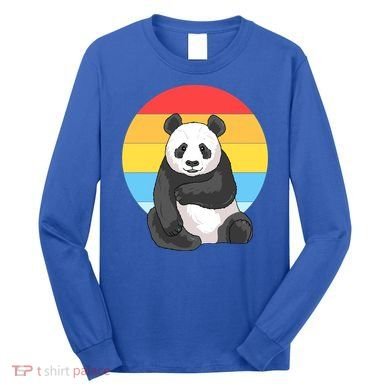 Retro Sunset Panda Vintage Panda Great Gift Long Sleeve Shirt