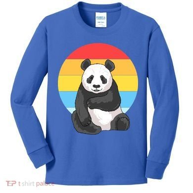 Retro Sunset Panda Vintage Panda Great Gift Kids Long Sleeve Shirt