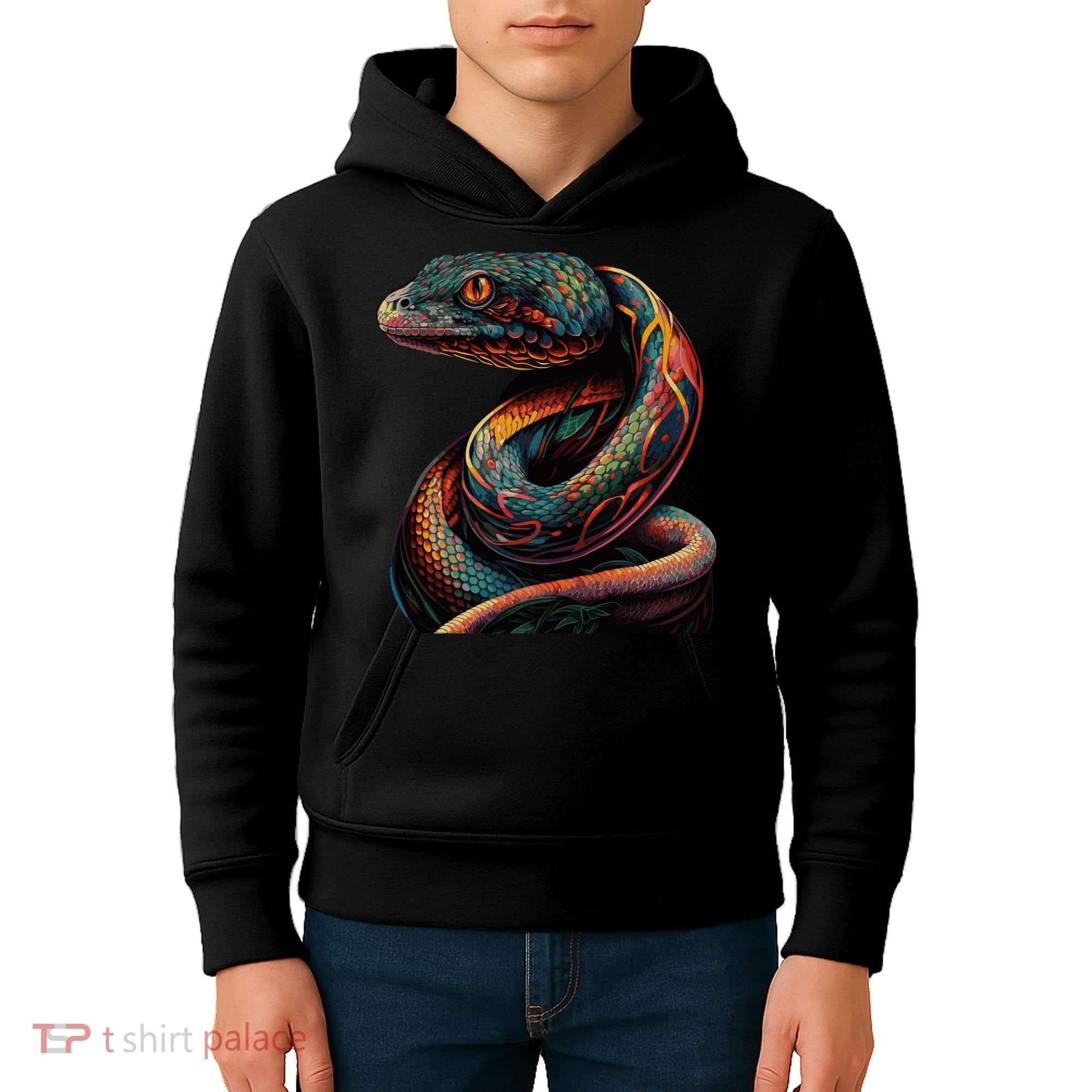 Realistic Snake Posing Kids Hoodie