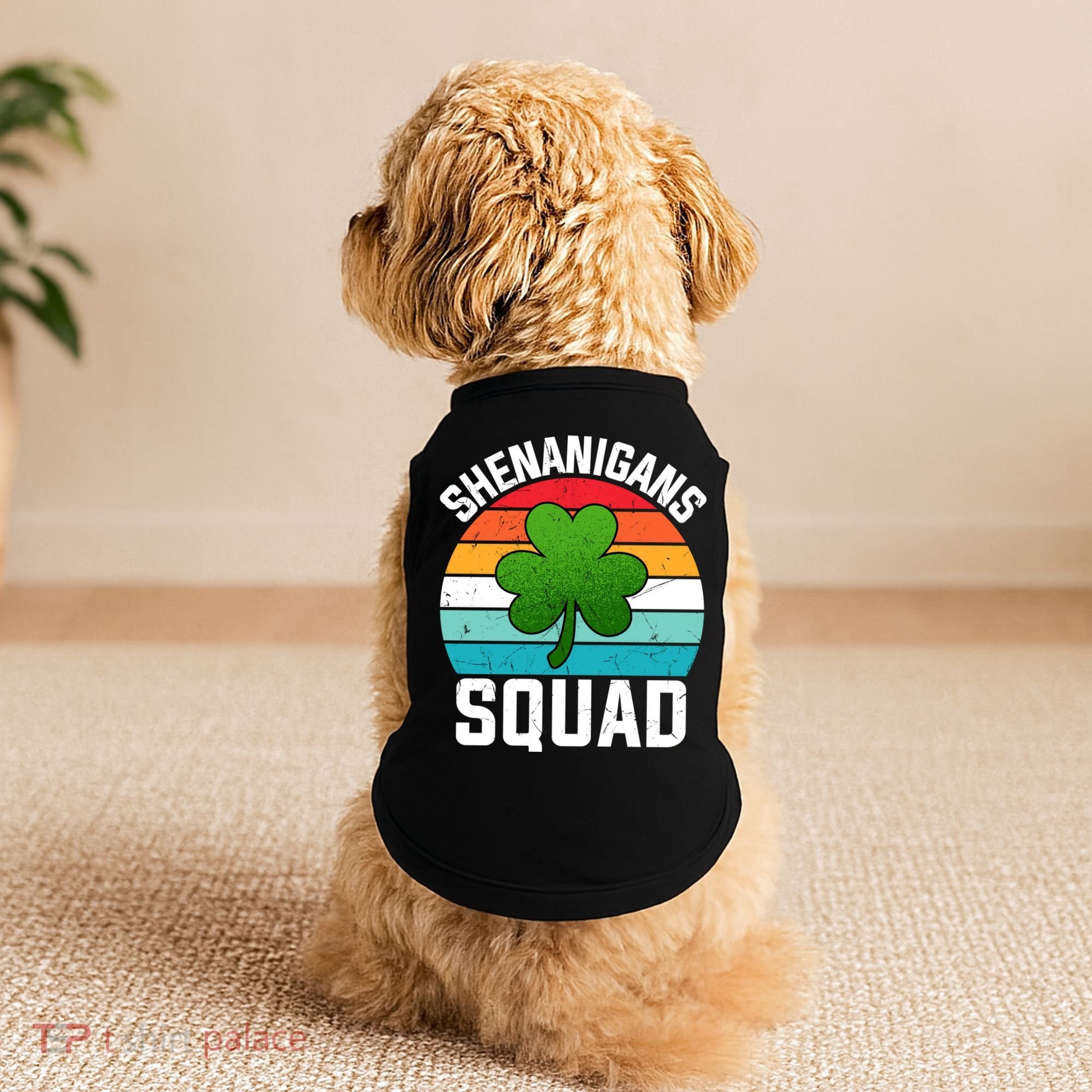 Retro St Patricks Day Shenanigans Squad Shamrock St Patricks Day Doggie Tank