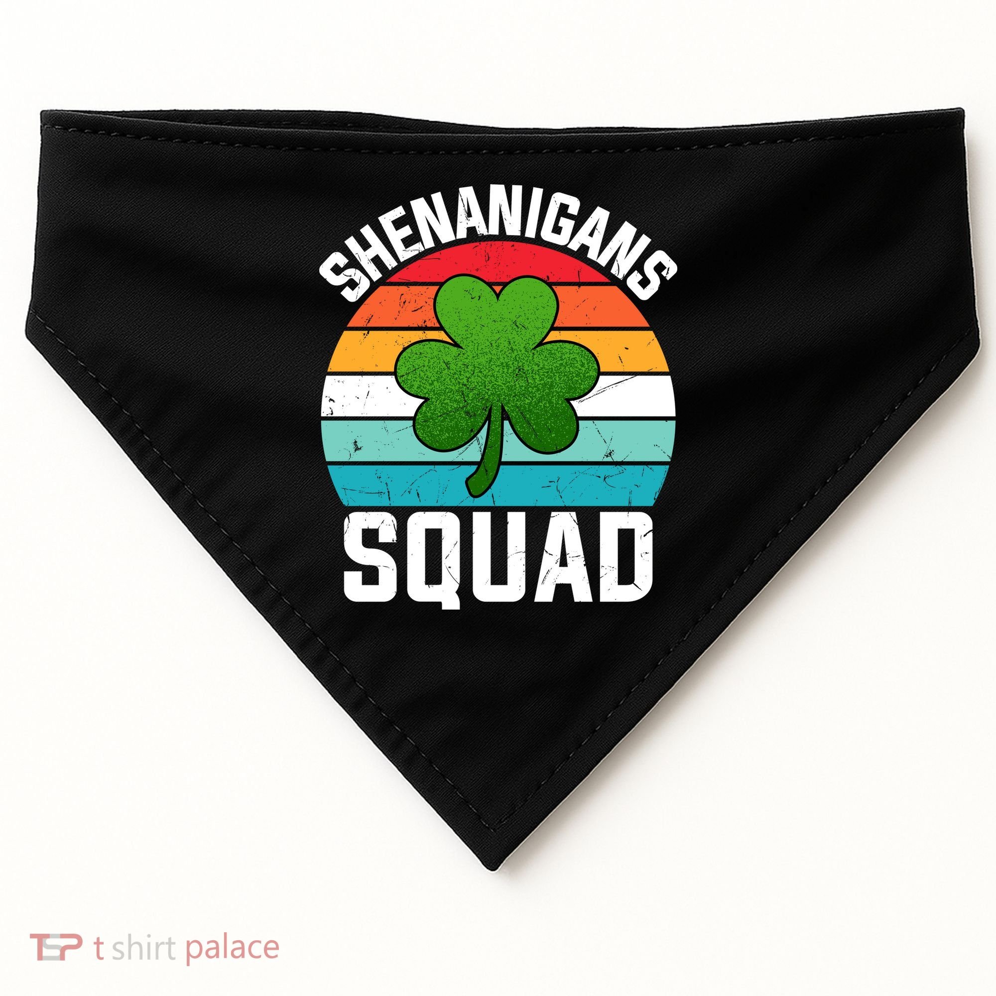 Retro St Patricks Day Shenanigans Squad Shamrock St Patricks Day USA-Made Doggie Bandana