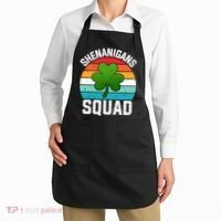 Retro St Patricks Day Shenanigans Squad Shamrock St Patricks Day Apron thumb 2