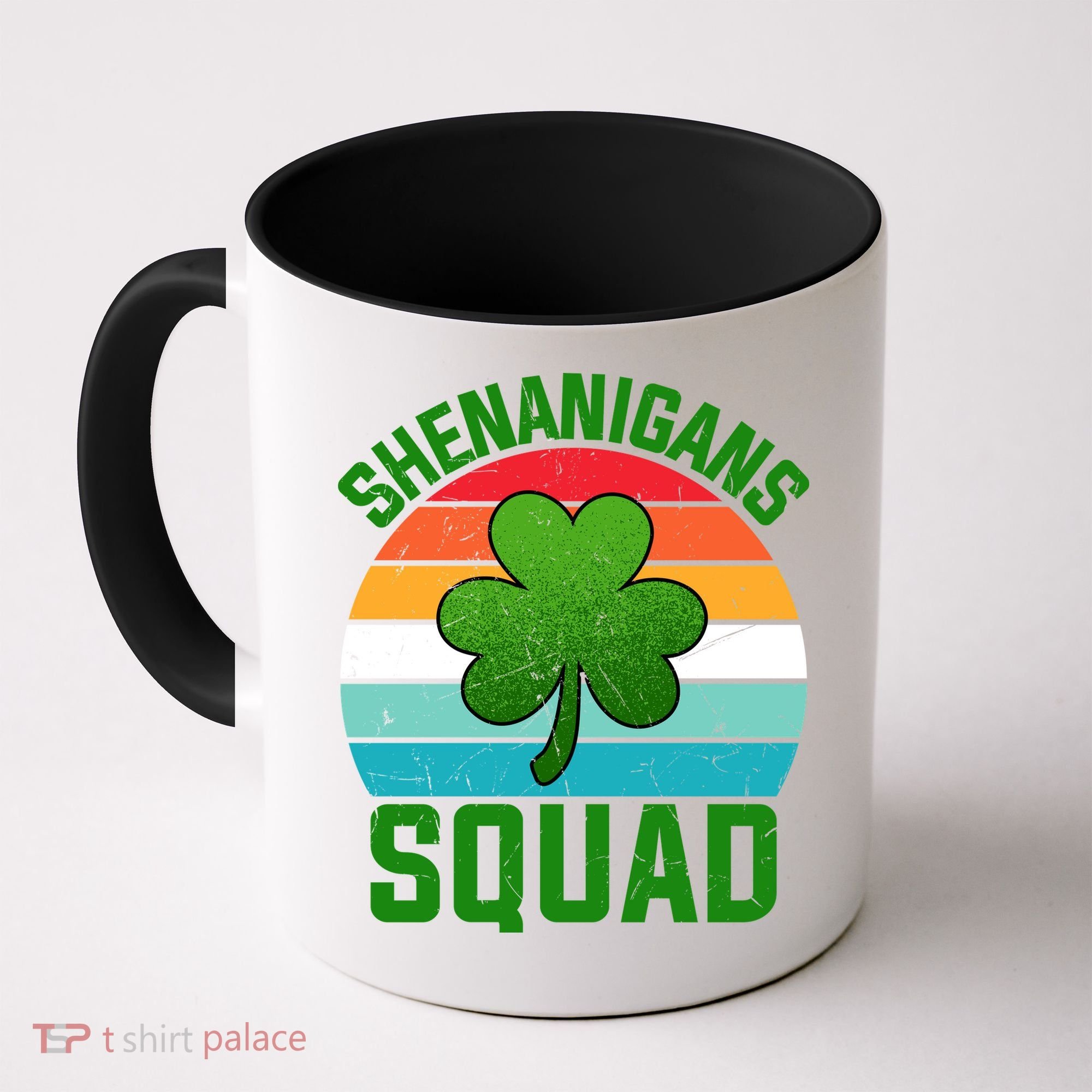 Retro St Patricks Day Shenanigans Squad Shamrock St Patricks Day Coffee Mug