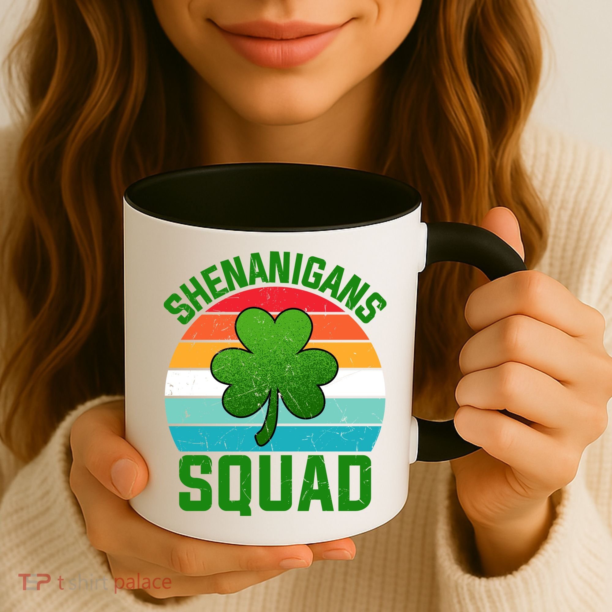Retro St Patricks Day Shenanigans Squad Shamrock St Patricks Day Coffee Mug