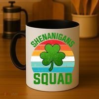 Retro St Patricks Day Shenanigans Squad Shamrock St Patricks Day Coffee Mug thumb 4
