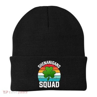 Retro St Patricks Day Shenanigans Squad Shamrock St Patricks Day Beanie