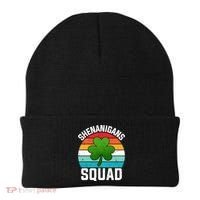 Retro St Patricks Day Shenanigans Squad Shamrock St Patricks Day Beanie thumb 0