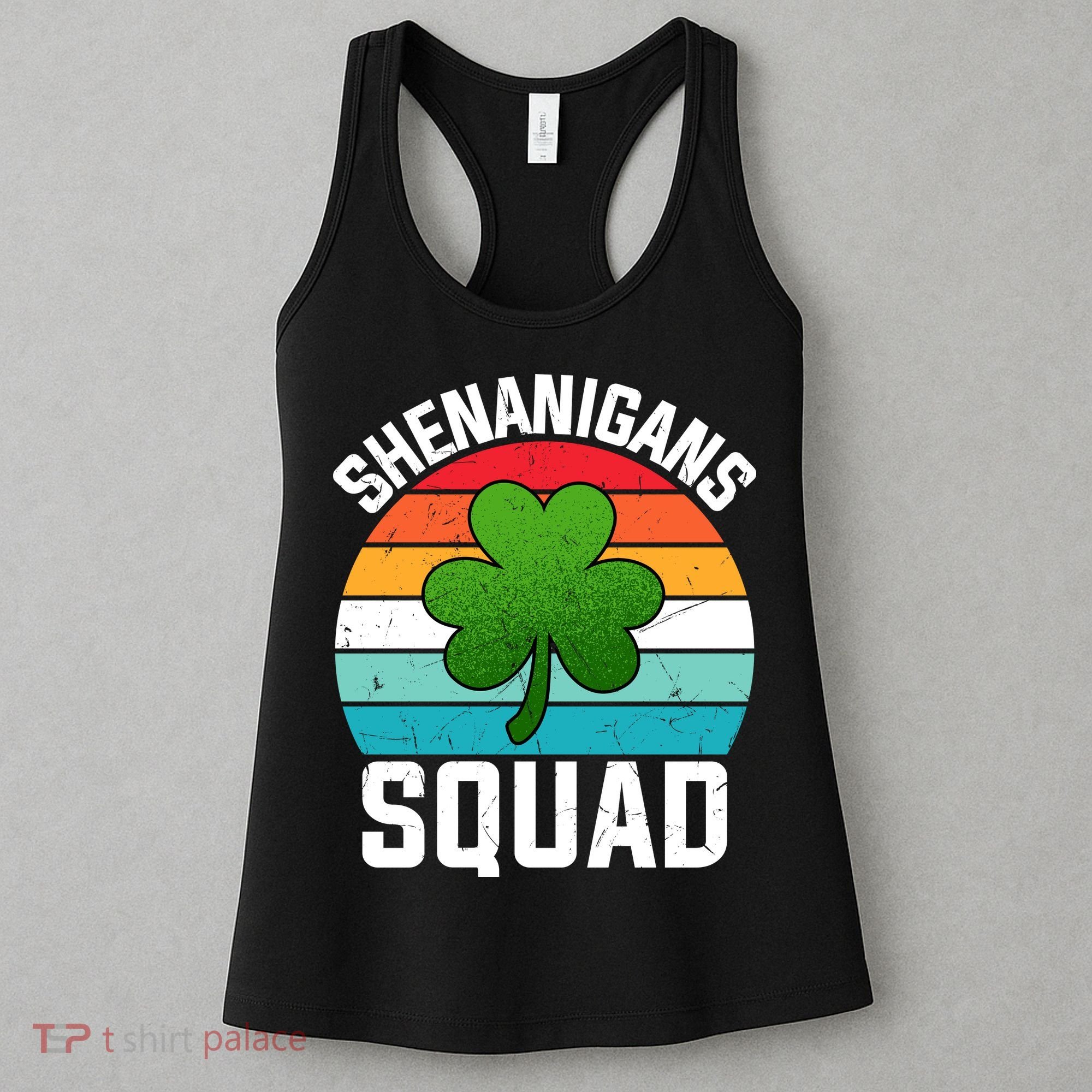 Retro St Patricks Day Shenanigans Squad Shamrock St Patricks Day Women's Tank Top