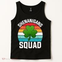 Retro St Patricks Day Shenanigans Squad Shamrock St Patricks Day Tank Top thumb 2