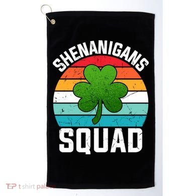 Retro St Patricks Day Shenanigans Squad Shamrock St Patricks Day Golf Towel