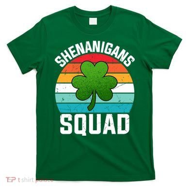 Retro St Patricks Day Shenanigans Squad Shamrock St Patricks Day T-Shirt