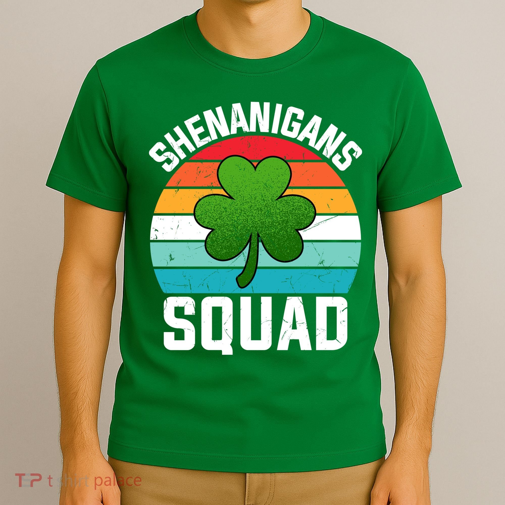Retro St Patricks Day Shenanigans Squad Shamrock St Patricks Day T-Shirt