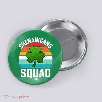 Retro St Patricks Day Shenanigans Squad Shamrock St Patricks Day Button