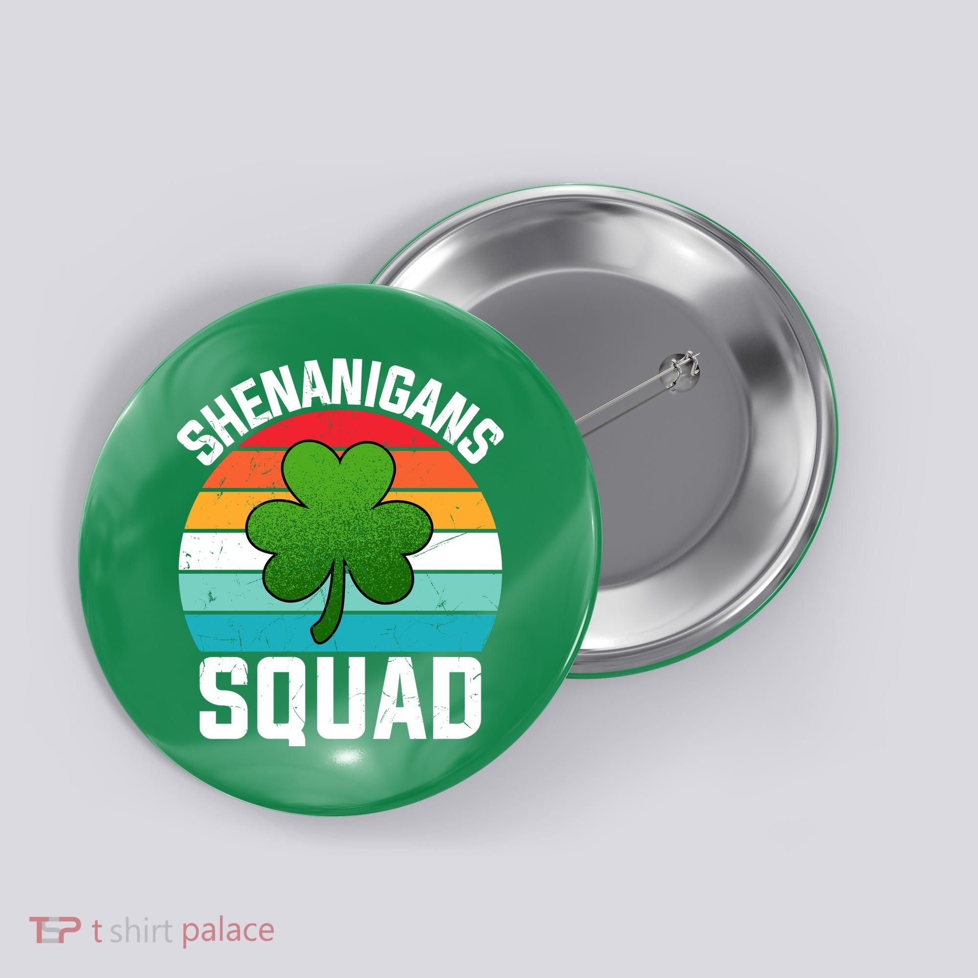 Retro St Patricks Day Shenanigans Squad Shamrock St Patricks Day Button
