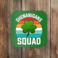 Retro St Patricks Day Shenanigans Squad Shamrock St Patricks Day Coaster thumb 0
