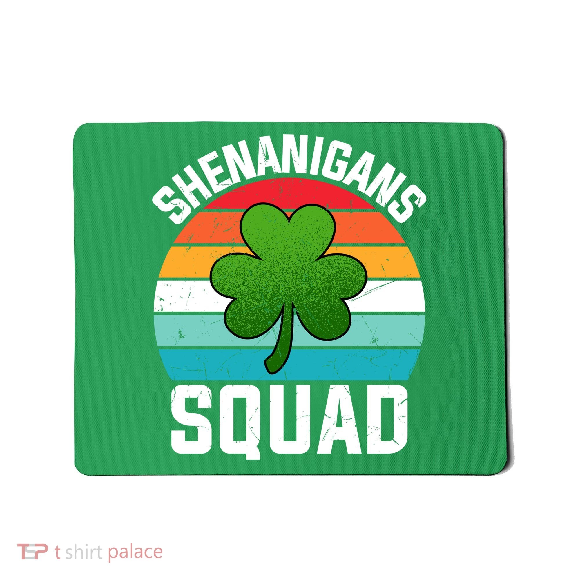 Retro St Patricks Day Shenanigans Squad Shamrock St Patricks Day Mousepad