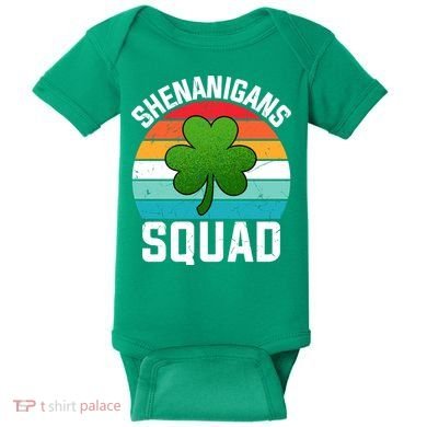 Retro St Patricks Day Shenanigans Squad Shamrock St Patricks Day Baby Bodysuit