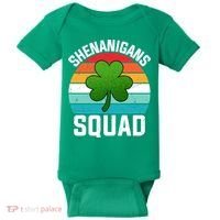 Retro St Patricks Day Shenanigans Squad Shamrock St Patricks Day Baby Bodysuit thumb 0