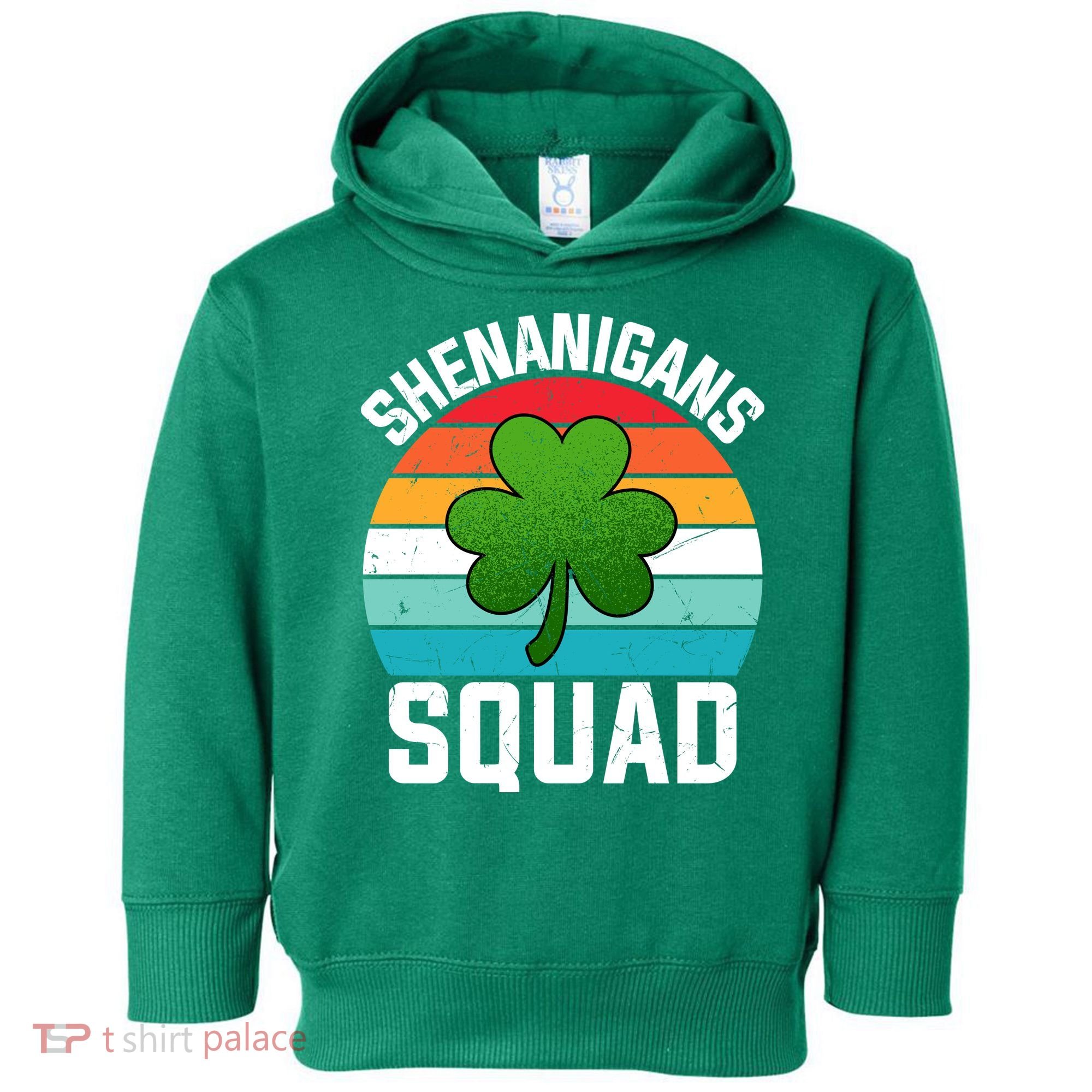 Retro St Patricks Day Shenanigans Squad Shamrock St Patricks Day Toddler Hoodie