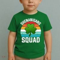 Retro St Patricks Day Shenanigans Squad Shamrock St Patricks Day Toddler T-Shirt thumb 2