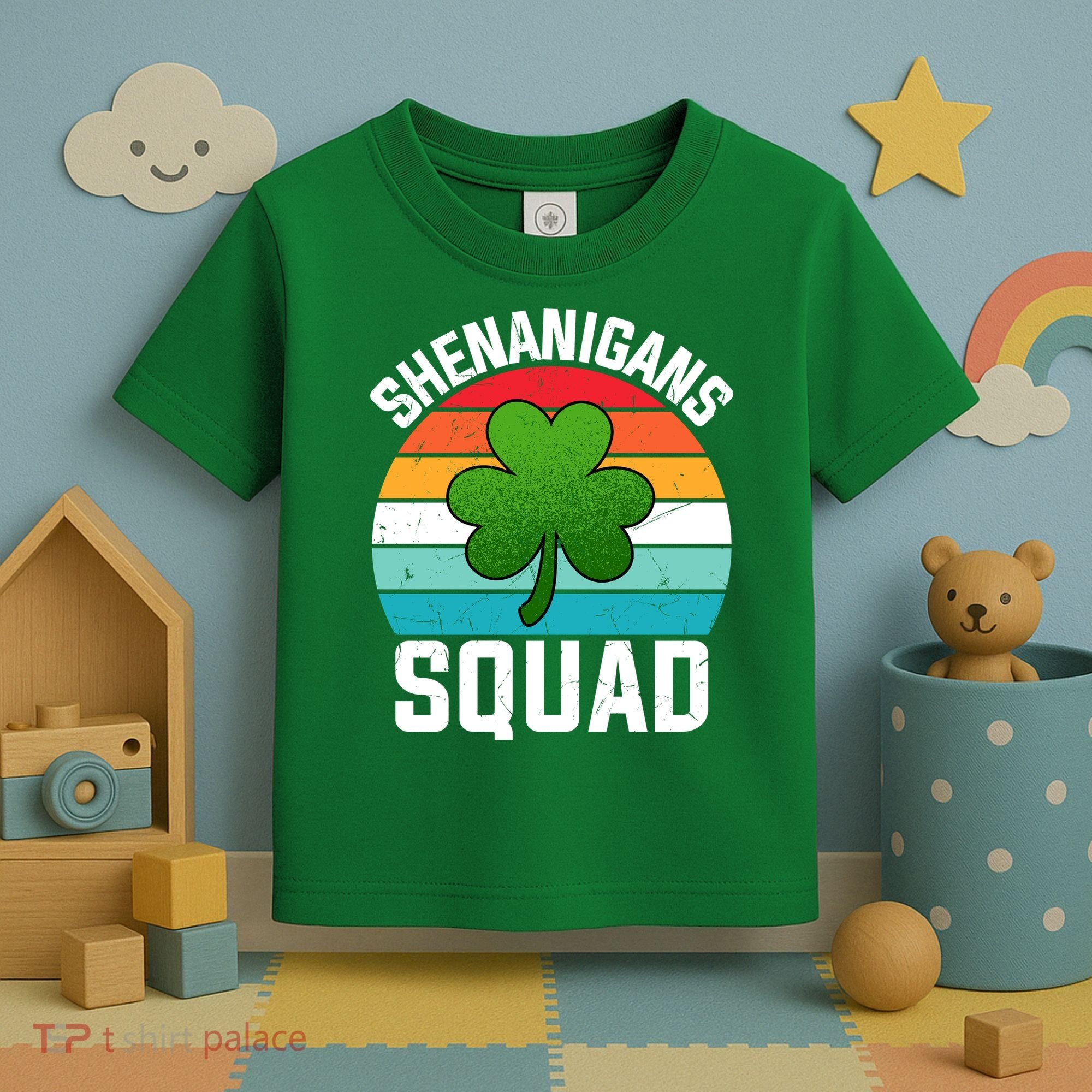 Retro St Patricks Day Shenanigans Squad Shamrock St Patricks Day Toddler T-Shirt
