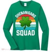 Retro St Patricks Day Shenanigans Squad Shamrock St Patricks Day Women's Long Sleeve Shirt thumb 0