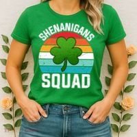 Retro St Patricks Day Shenanigans Squad Shamrock St Patricks Day Women's T-Shirt thumb 2