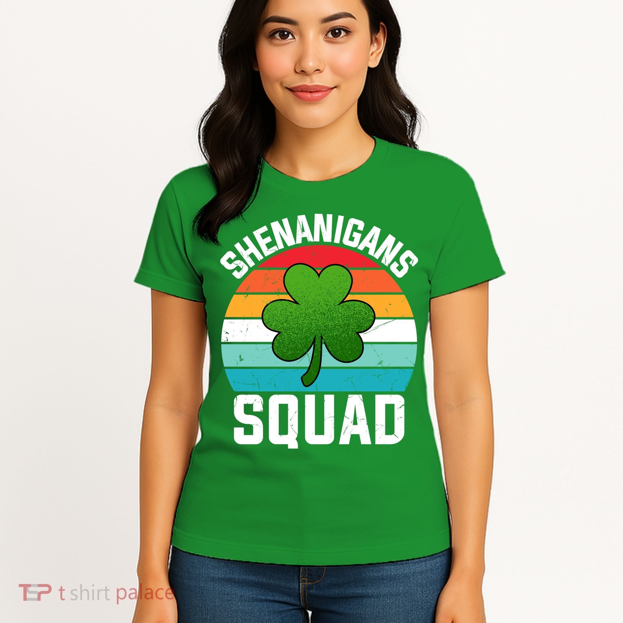 Retro St Patricks Day Shenanigans Squad Shamrock St Patricks Day Women's T-Shirt