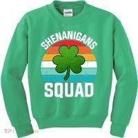 Retro St Patricks Day Shenanigans Squad Shamrock St Patricks Day Kids Sweatshirt thumb 0